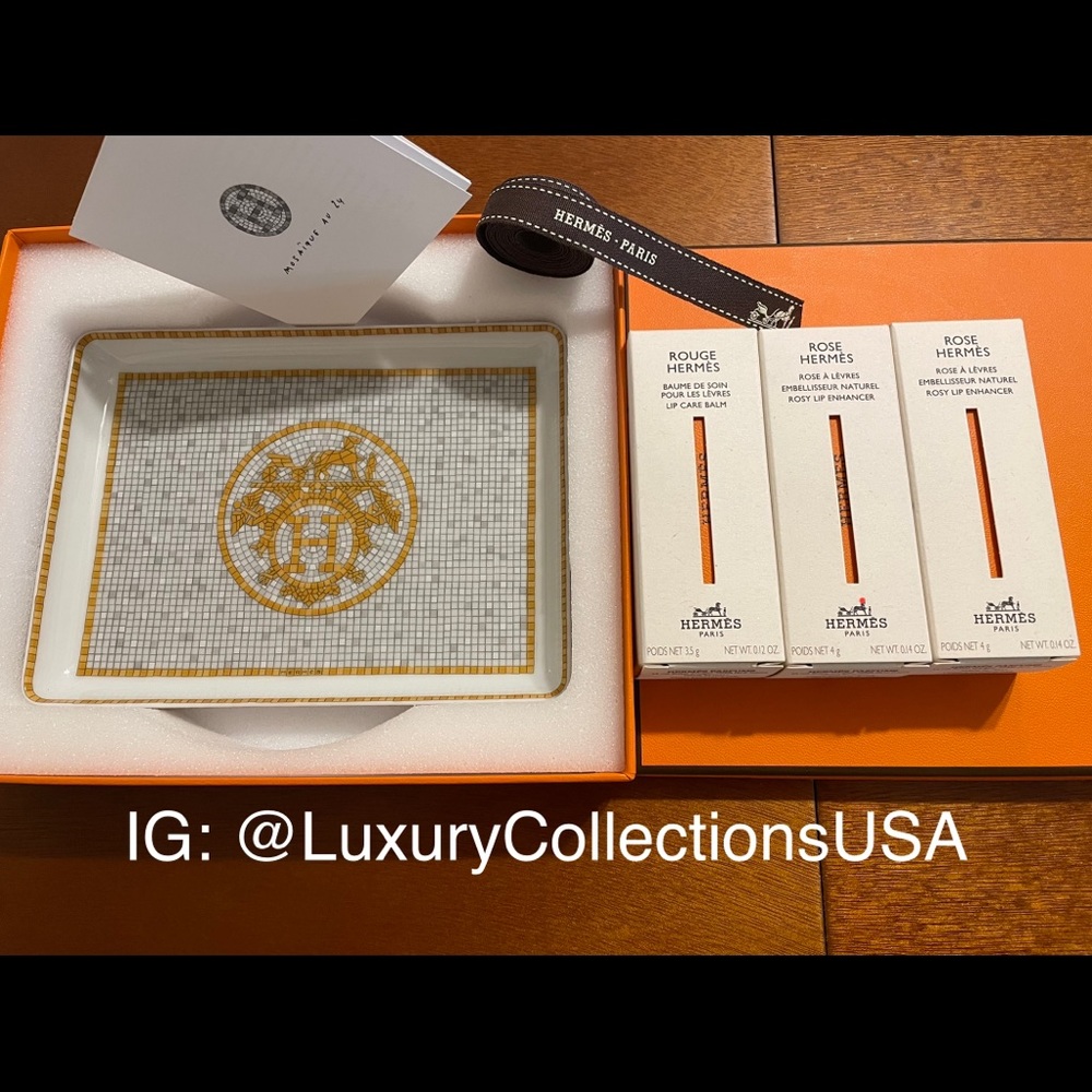 🆕 Hermes Mosaique Au 24 Gold Sushi Plate Tray